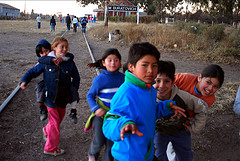 children on tracks